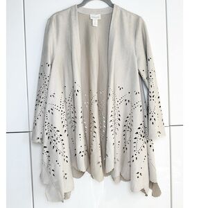 Chico's Faux Suede Laser Cut Cardigan Jacket
Size 0 (Small) Tan Western Cowgirl